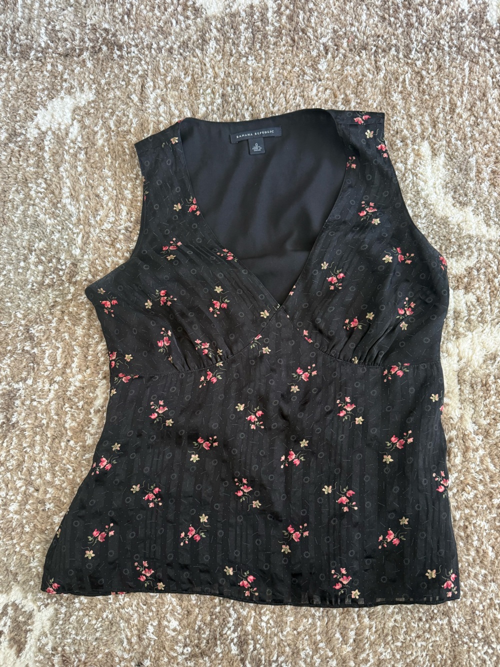Banana Republic 100% Silk Black Babydoll Tank Top